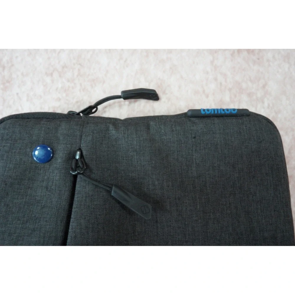 Tomtoc Laptop Sleeve Case Gray Woven 360 Protective Zip Around Pouch Teal Lining